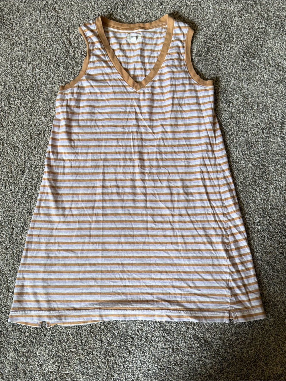 EUC Pact 100% ORGANIC Cotton Striped Tshirt Dress Sleeveless V neck Stripes Sz M